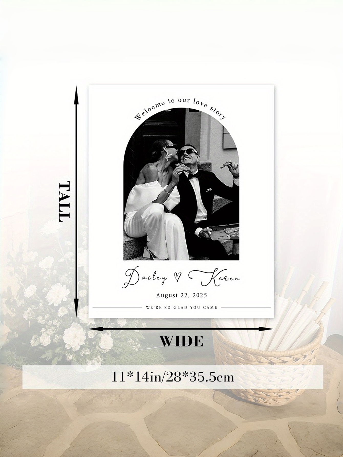 Personalized Wedding Welcome Photo Sign - PVC Material with Custom Names and Date